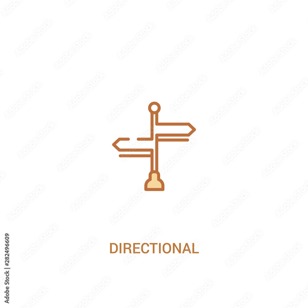 Poster directional concept 2 colored icon. simple line element illustration. outline brown directional symb