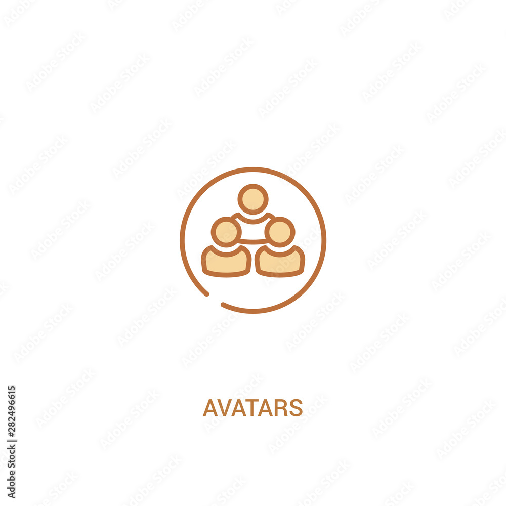 Poster avatars concept 2 colored icon. simple line element illustration. outline brown avatars symbol. can 