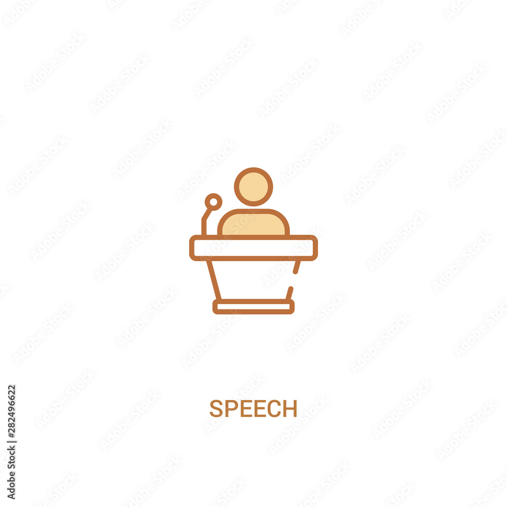 Poster speech concept 2 colored icon. simple line element illustration. outline brown speech symbol. can be