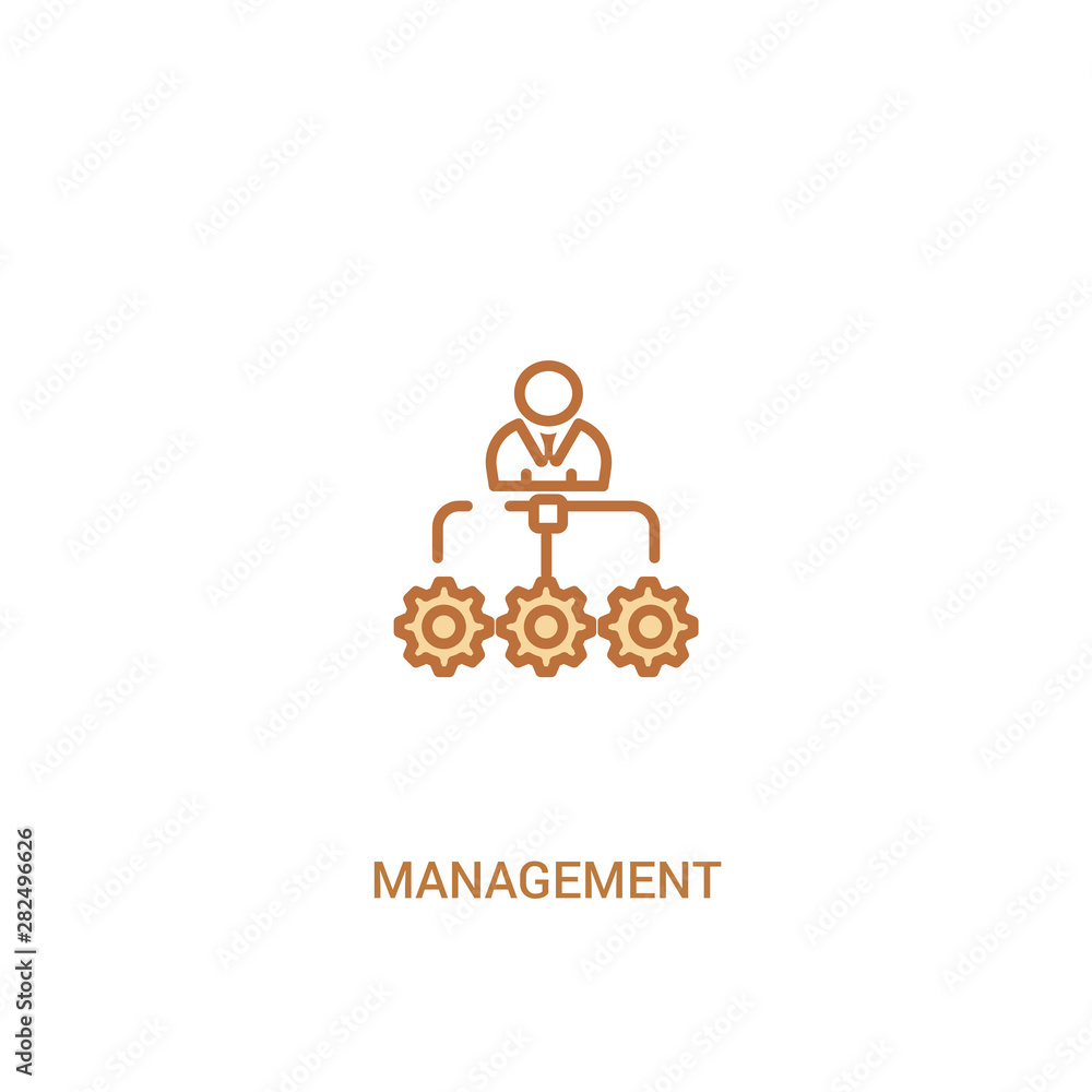 Poster management concept 2 colored icon. simple line element illustration. outline brown management symbol