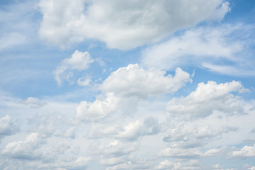 Blue sky with white clouds, sky background, texture.