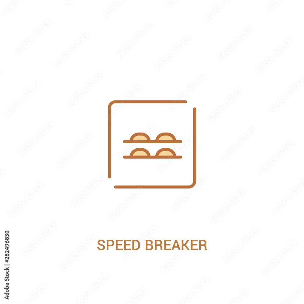 Poster speed breaker concept 2 colored icon. simple line element illustration. outline brown speed breaker 