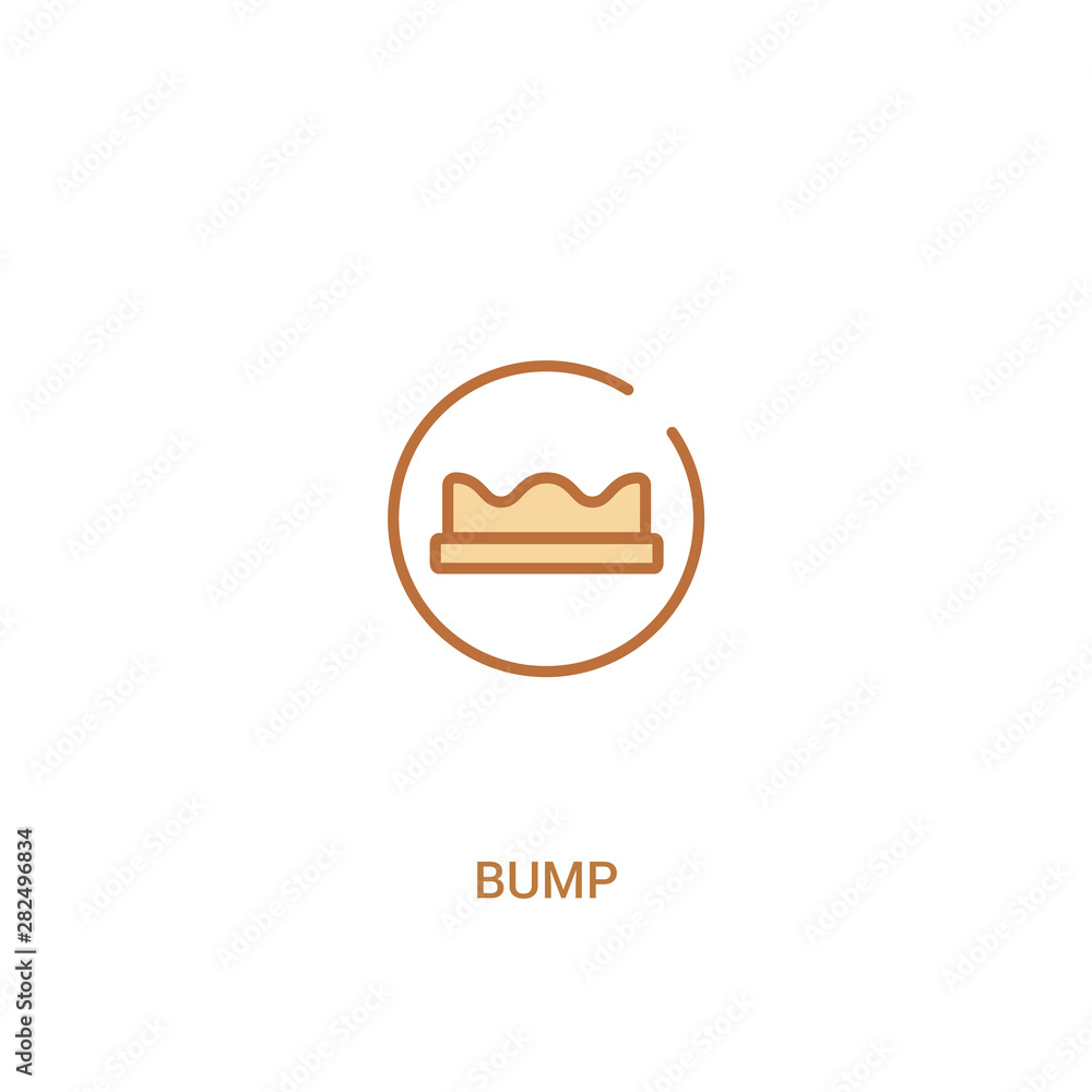 Poster bump concept 2 colored icon. simple line element illustration. outline brown bump symbol. can be use