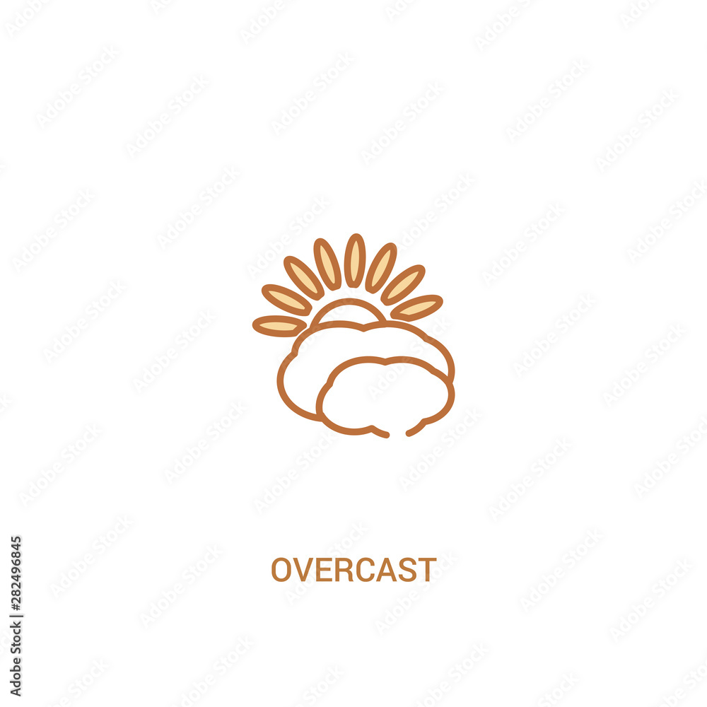 Poster overcast concept 2 colored icon. simple line element illustration. outline brown overcast symbol. ca
