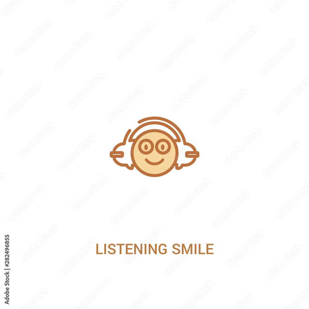 Poster listening smile concept 2 colored icon. simple line element illustration. outline brown listening sm