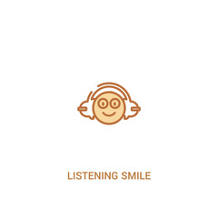 listening smile concept 2 colored icon. simple line element illustration. outline brown listening smile symbol. can be used for web and mobile ui/ux.