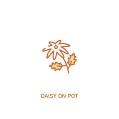 daisy on pot concept 2 colored icon. simple line element illustration. outline brown daisy on pot symbol. can be used for web and mobile ui/ux.