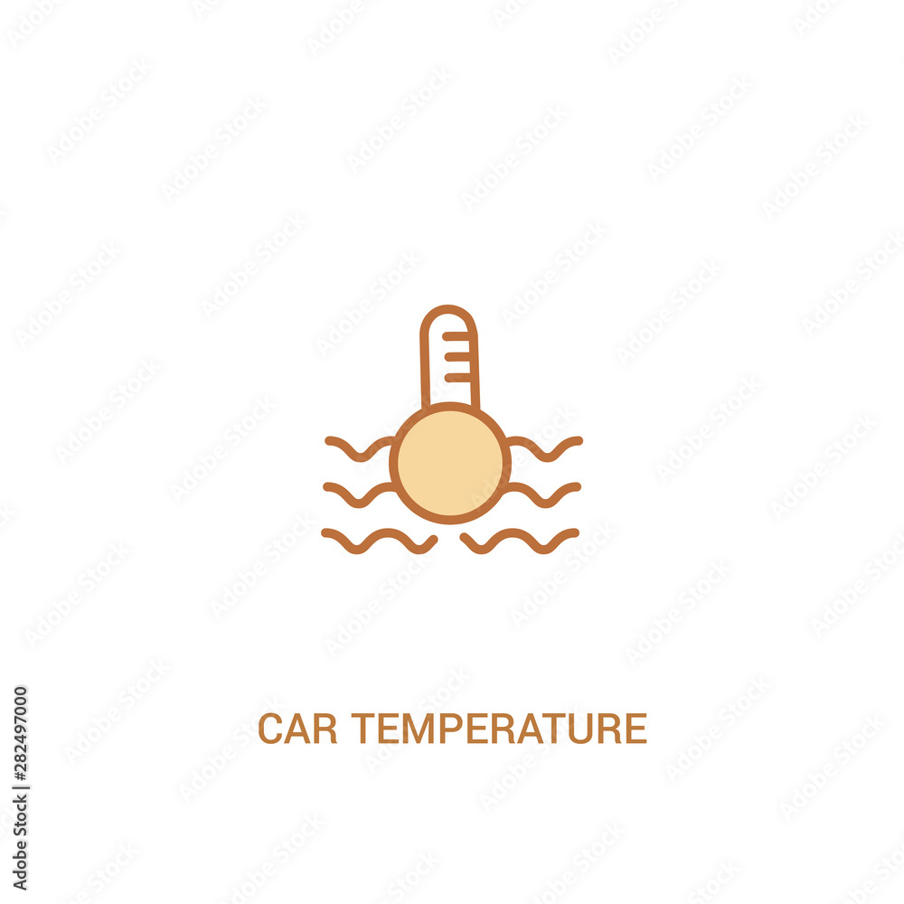 Poster car temperature concept 2 colored icon. simple line element illustration. outline brown car temperat