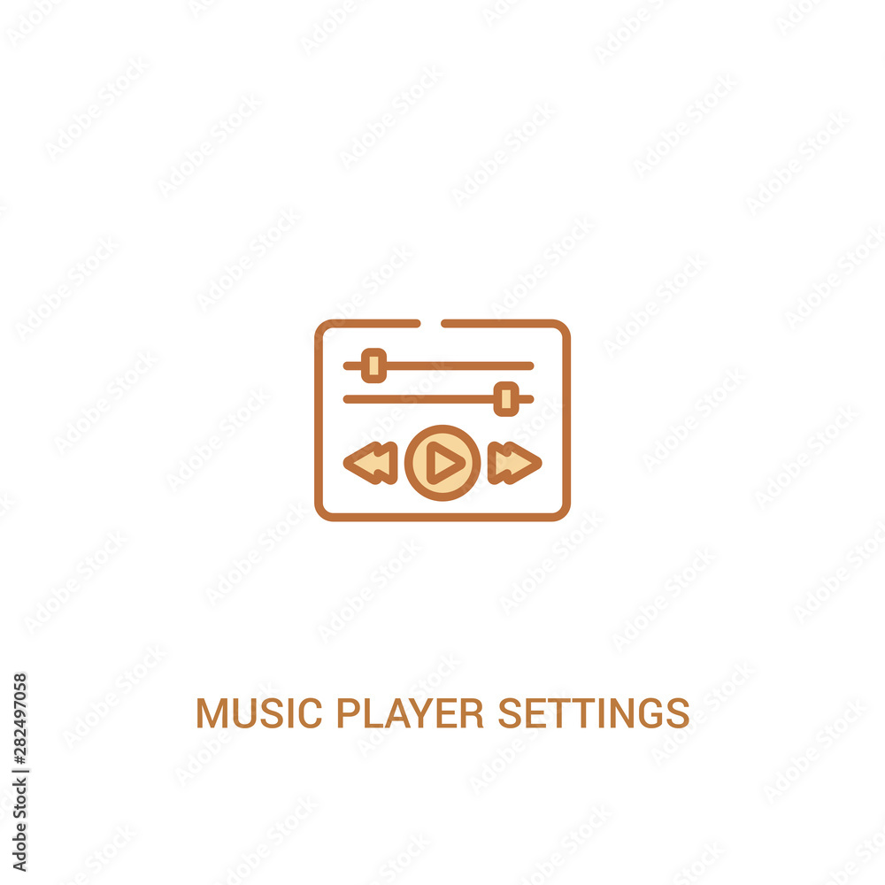 Poster music player settings concept 2 colored icon. simple line element illustration. outline brown music 