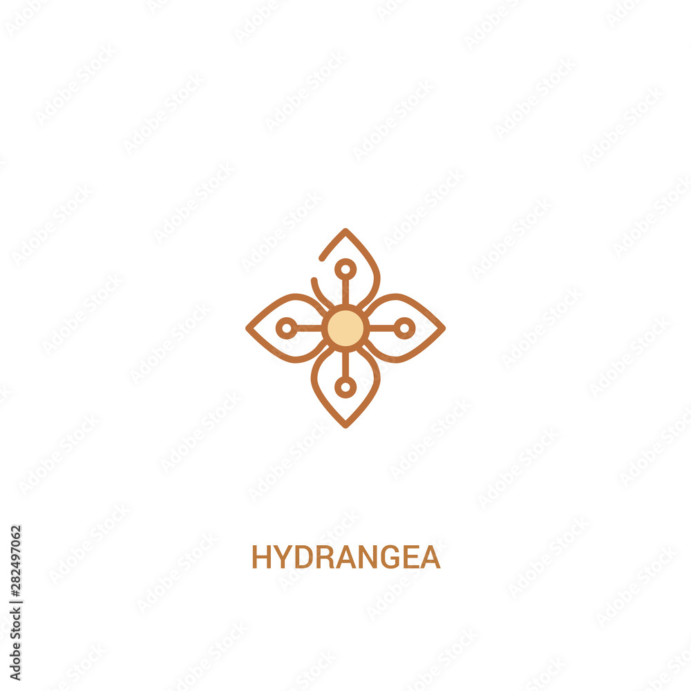 Poster hydrangea concept 2 colored icon. simple line element illustration. outline brown hydrangea symbol. 
