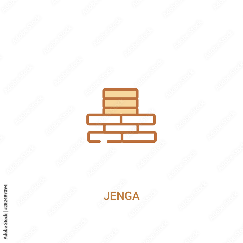Poster jenga concept 2 colored icon. simple line element illustration. outline brown jenga symbol. can be u