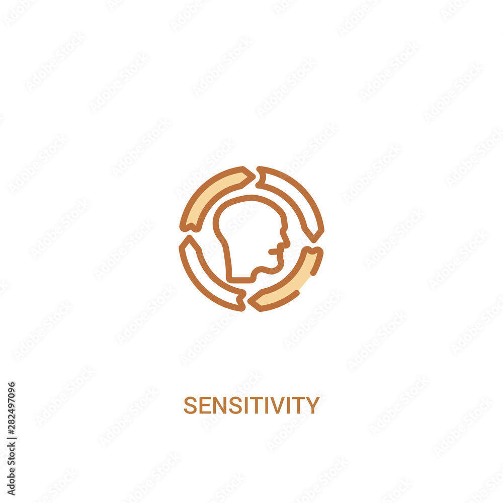 Poster sensitivity concept 2 colored icon. simple line element illustration. outline brown sensitivity symb