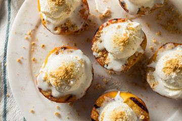 Homemade Grilled Peaches with Ice Cream