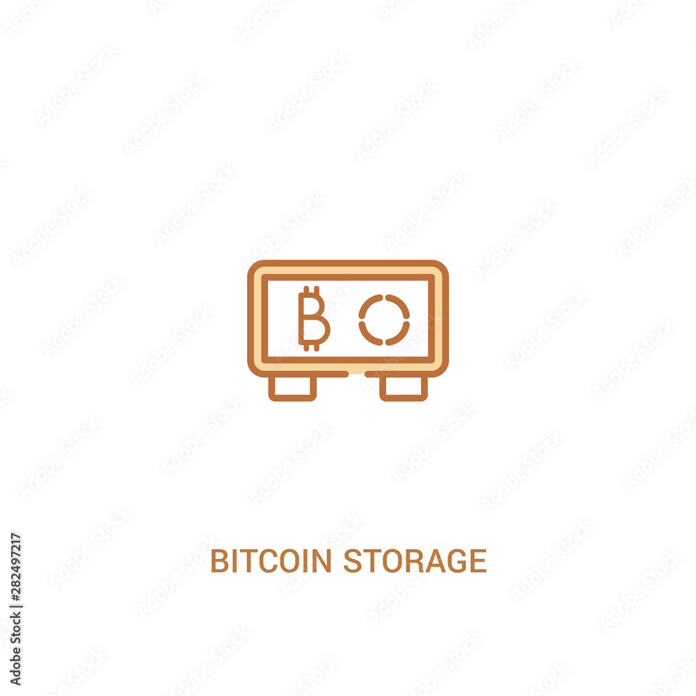 Poster bitcoin storage concept 2 colored icon. simple line element illustration. outline brown bitcoin stor