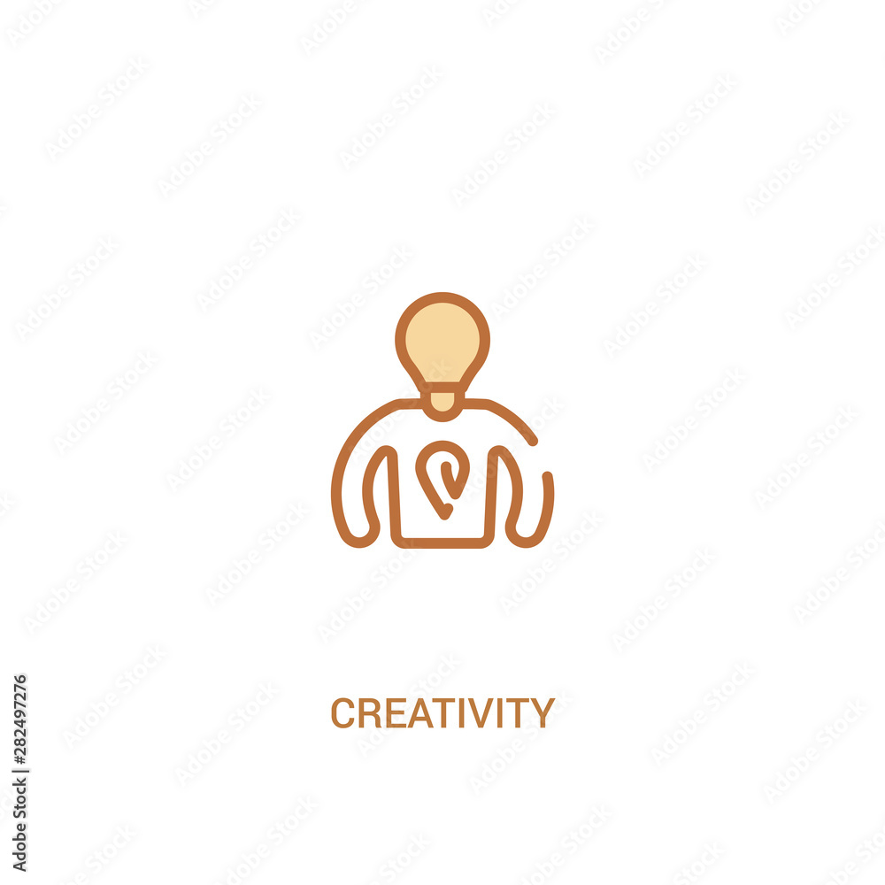 Aufkleber creativity concept 2 colored icon. simple line element illustration. outline brown creativity symbol