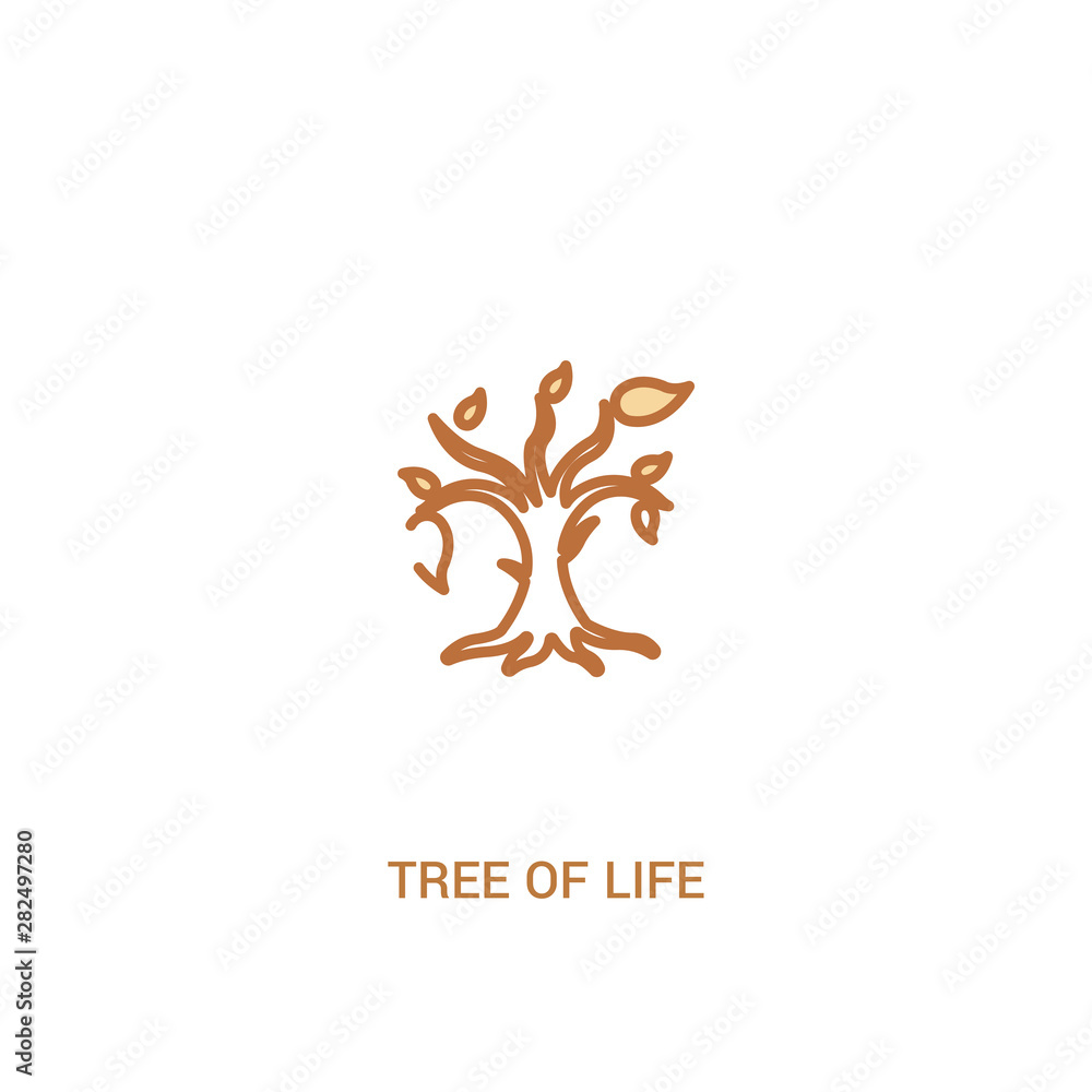 Poster tree of life concept 2 colored icon. simple line element illustration. outline brown tree of life sy