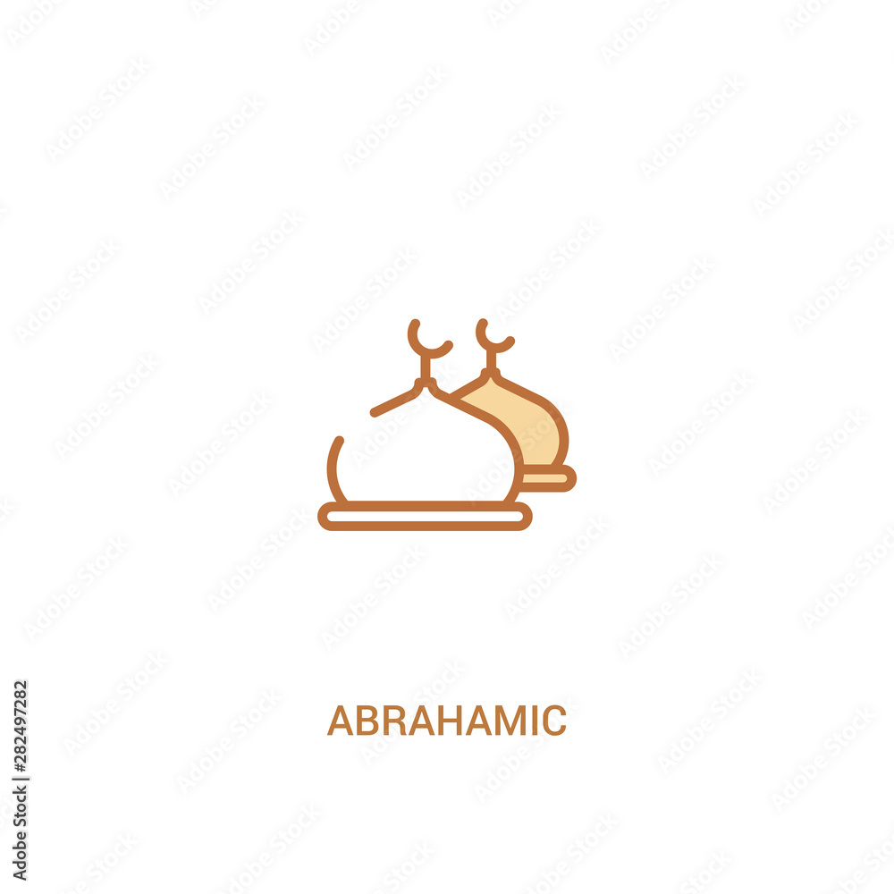 Poster abrahamic concept 2 colored icon. simple line element illustration. outline brown abrahamic symbol. 