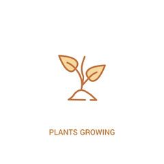 plants growing concept 2 colored icon. simple line element illustration. outline brown plants growing symbol. can be used for web and mobile ui/ux.