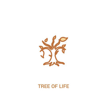 tree of life concept 2 colored icon. simple line element illustration. outline brown tree of life symbol. can be used for web and mobile ui/ux.