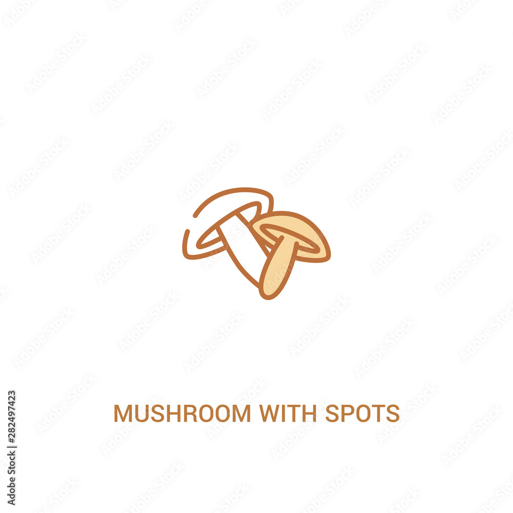 Poster mushroom with spots concept 2 colored icon. simple line element illustration. outline brown mushroom