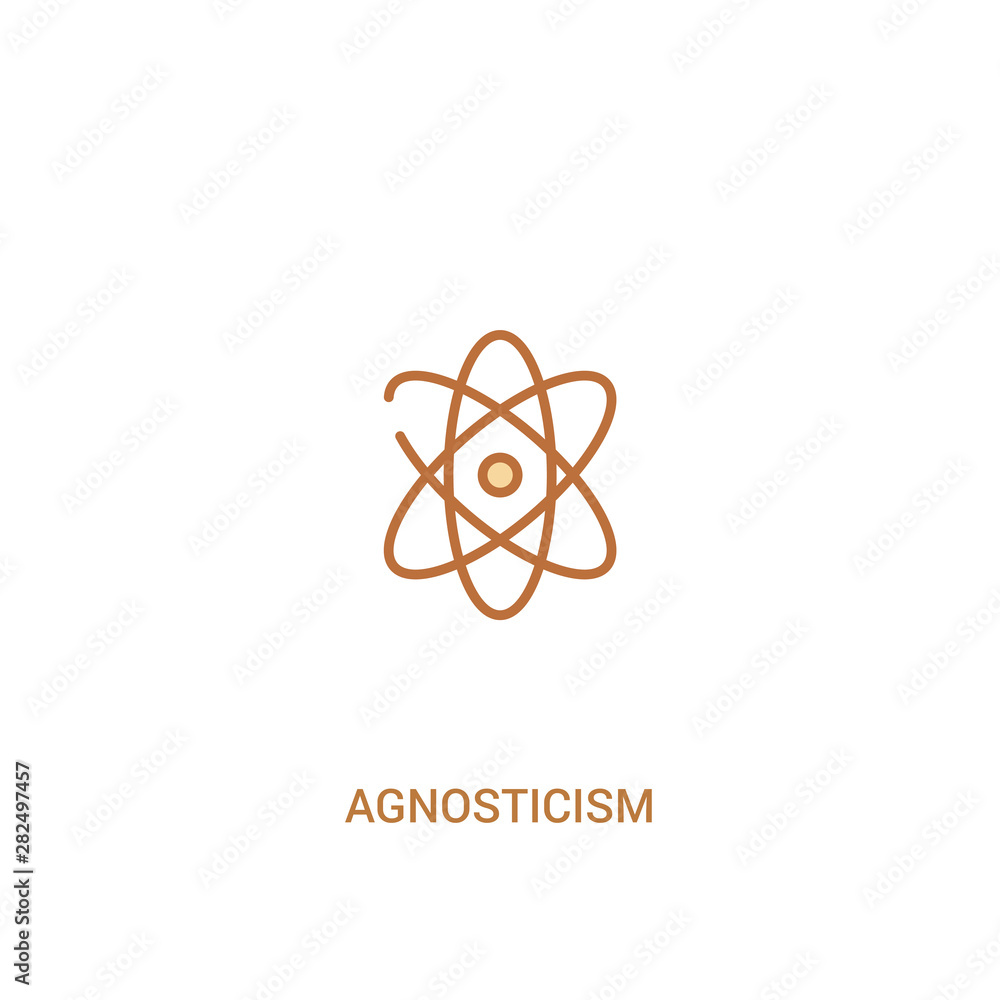 Poster agnosticism concept 2 colored icon. simple line element illustration. outline brown agnosticism symb