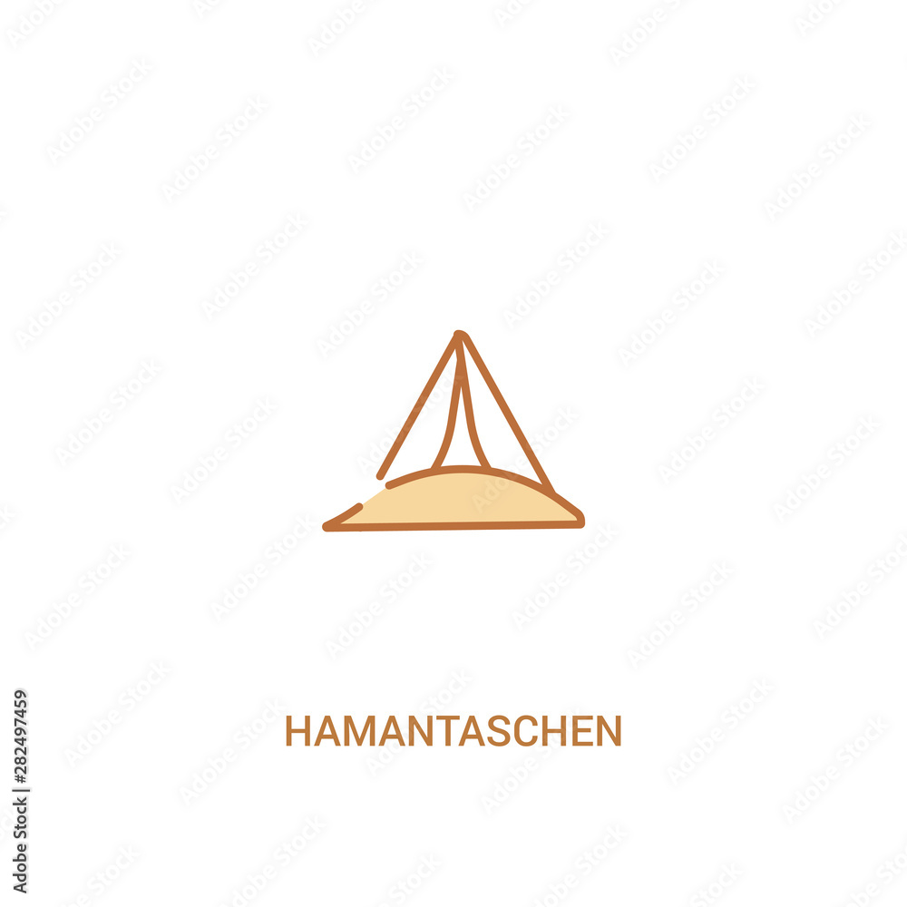 Poster hamantaschen concept 2 colored icon. simple line element illustration. outline brown hamantaschen sy