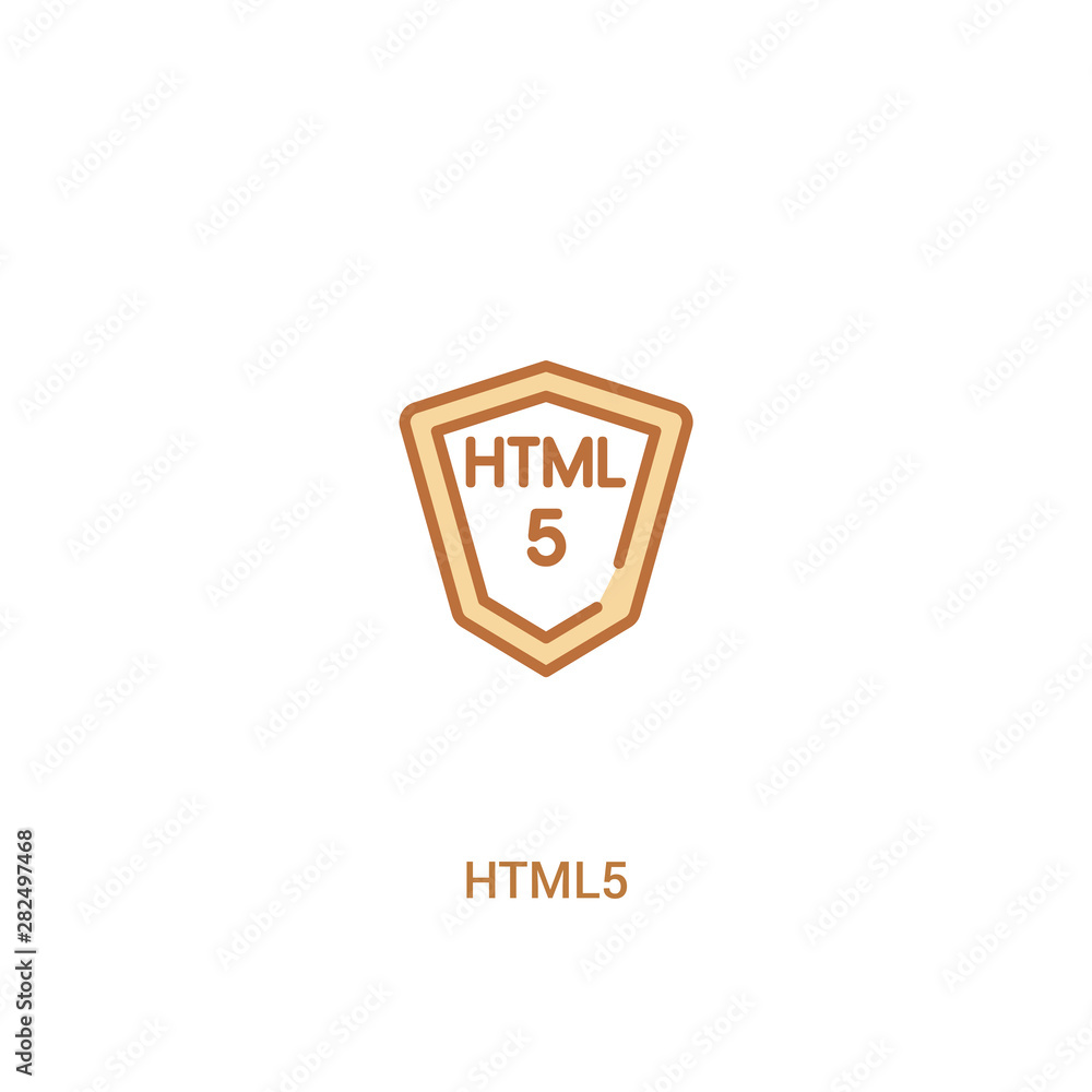 Poster html5 concept 2 colored icon. simple line element illustration. outline brown html5 symbol. can be u