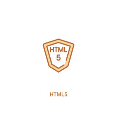 html5 concept 2 colored icon. simple line element illustration. outline brown html5 symbol. can be used for web and mobile ui/ux.