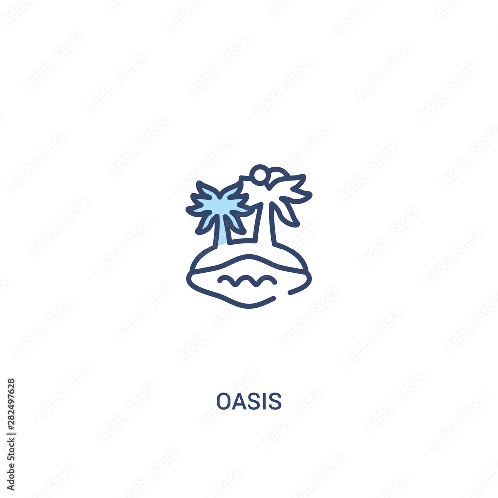 Poster oasis concept 2 colored icon. simple line element illustration. outline blue oasis symbol. can be us