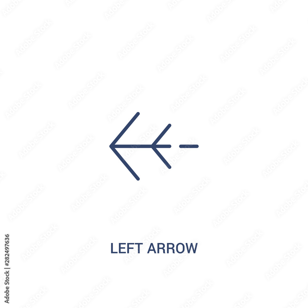 Poster left arrow concept 2 colored icon. simple line element illustration. outline blue left arrow symbol.