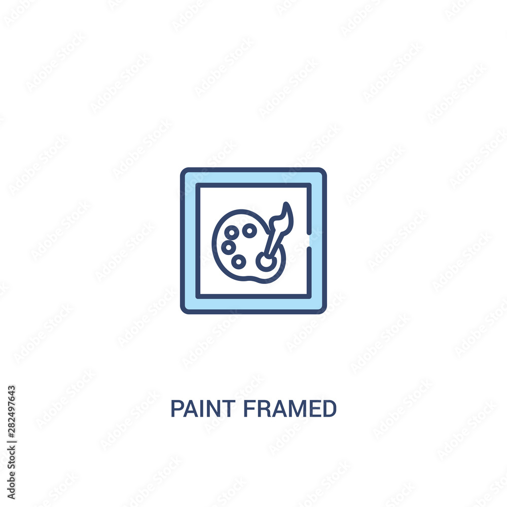 Poster paint framed concept 2 colored icon. simple line element illustration. outline blue paint framed sym