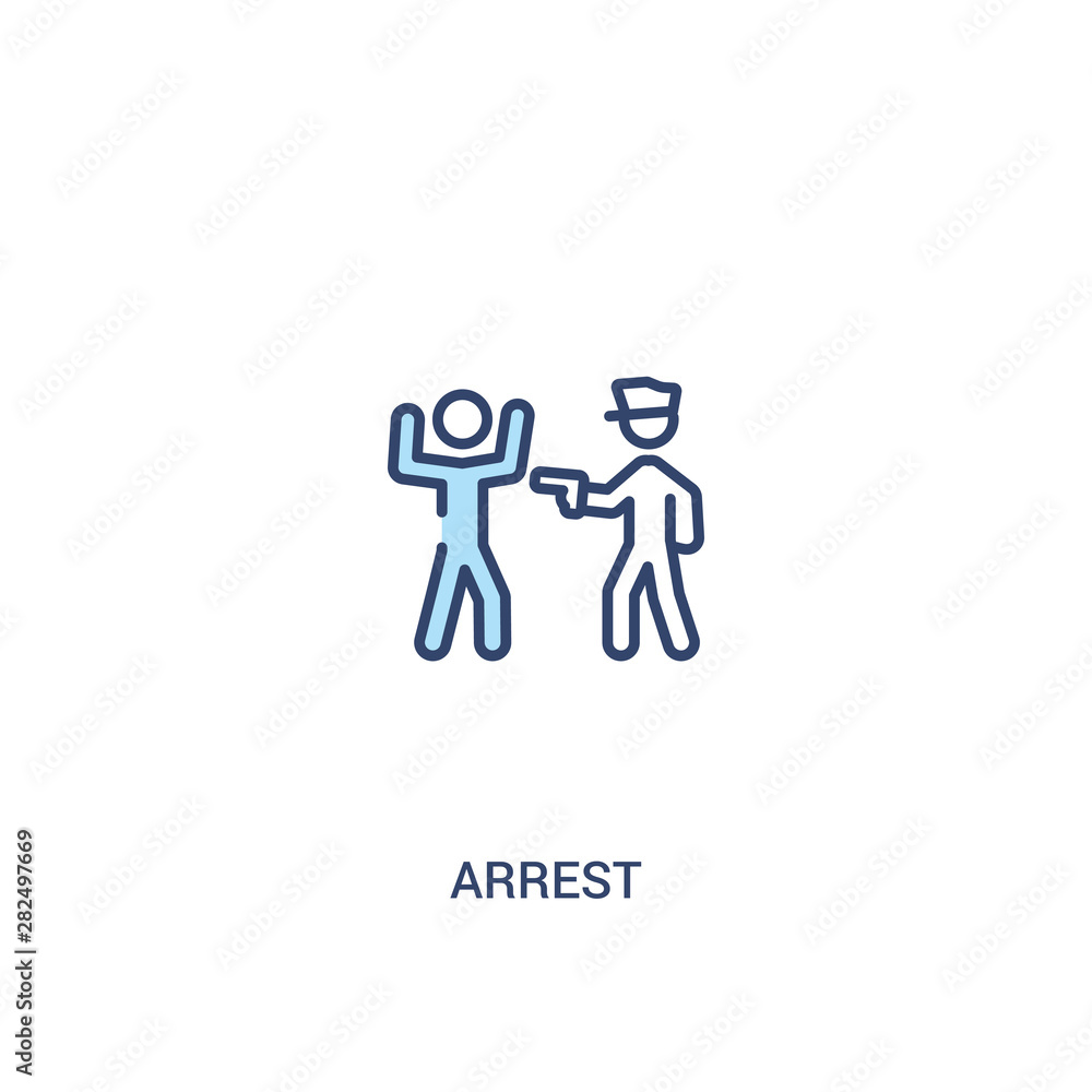 Poster arrest concept 2 colored icon. simple line element illustration. outline blue arrest symbol. can be 