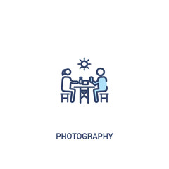 photography concept 2 colored icon. simple line element illustration. outline blue photography symbol. can be used for web and mobile ui/ux.