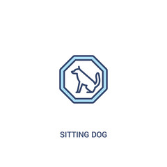 sitting dog concept 2 colored icon. simple line element illustration. outline blue sitting dog symbol. can be used for web and mobile ui/ux.