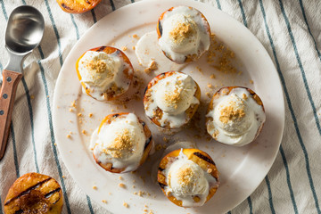 Homemade Grilled Peaches with Ice Cream