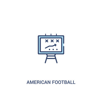 american football strategy concept 2 colored icon. simple line element illustration. outline blue american football strategy symbol. can be used for web and mobile ui/ux.