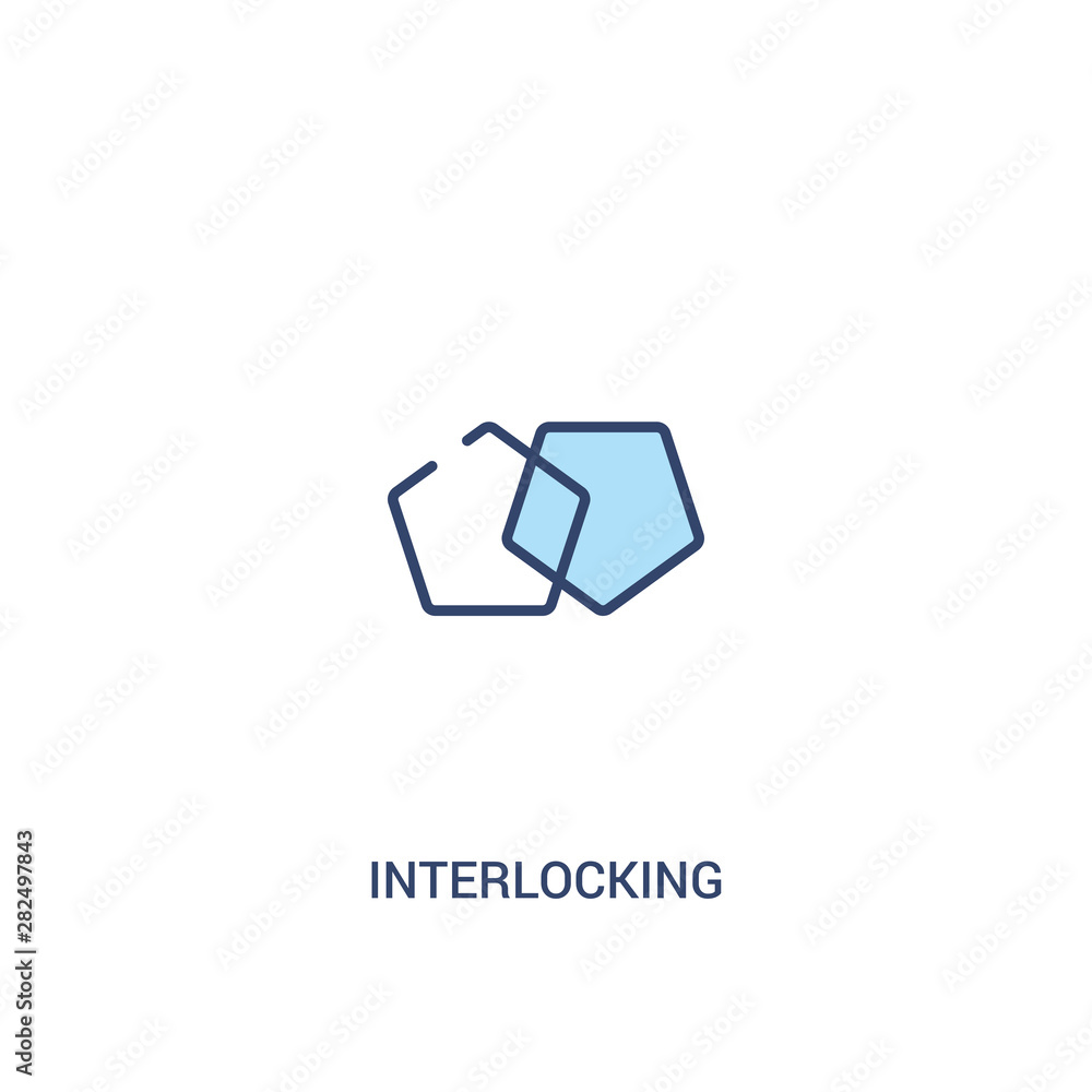 Poster interlocking concept 2 colored icon. simple line element illustration. outline blue interlocking sym