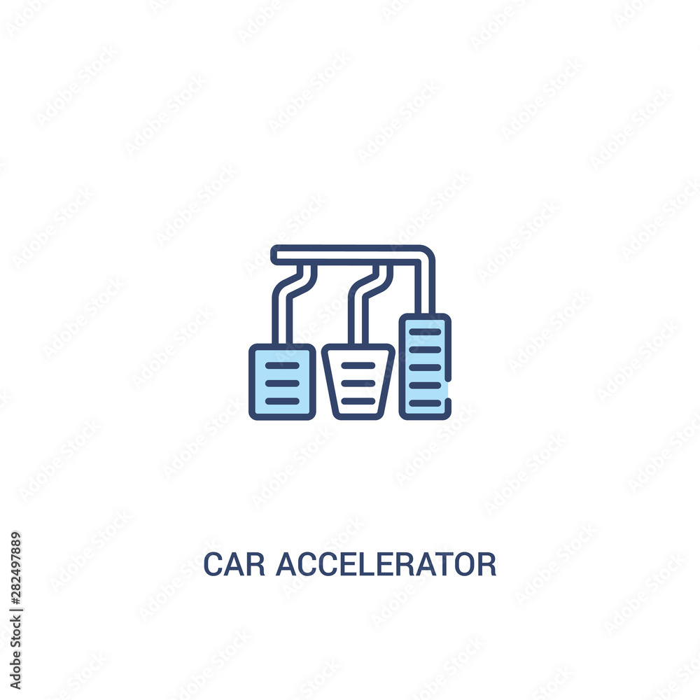 Poster car accelerator concept 2 colored icon. simple line element illustration. outline blue car accelerat