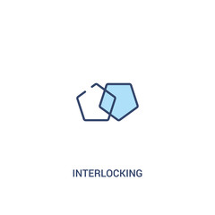 interlocking concept 2 colored icon. simple line element illustration. outline blue interlocking symbol. can be used for web and mobile ui/ux.