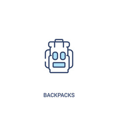backpacks concept 2 colored icon. simple line element illustration. outline blue backpacks symbol. can be used for web and mobile ui/ux.