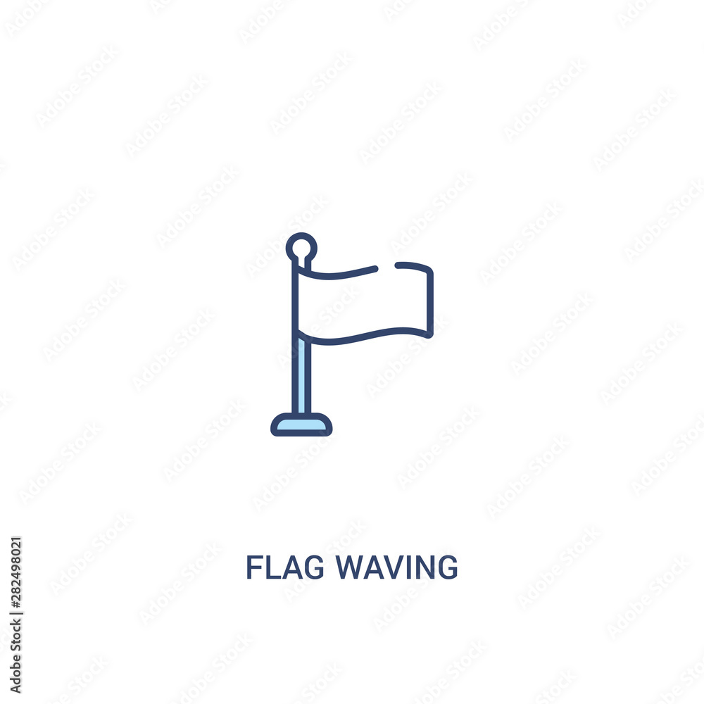 Poster flag waving concept 2 colored icon. simple line element illustration. outline blue flag waving symbo