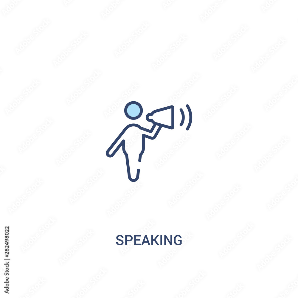 Poster speaking concept 2 colored icon. simple line element illustration. outline blue speaking symbol. can