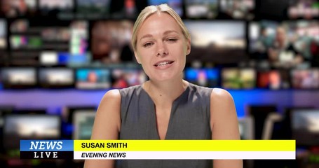 News presenter reading the evening news