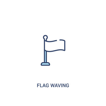 flag waving concept 2 colored icon. simple line element illustration. outline blue flag waving symbol. can be used for web and mobile ui/ux.