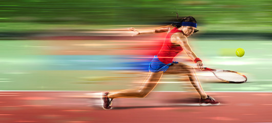 Female tennis player. Blurred effect