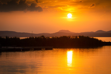 Naklejka premium beautiful sunset at lake Balaton