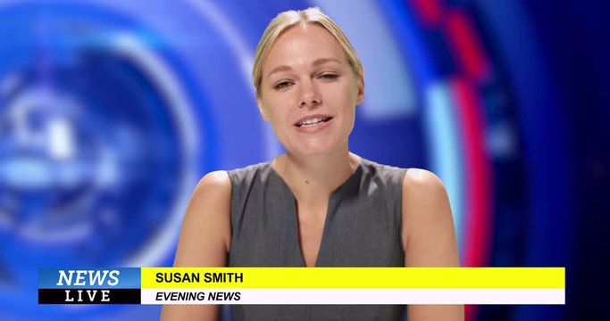News presenter reading the evening news