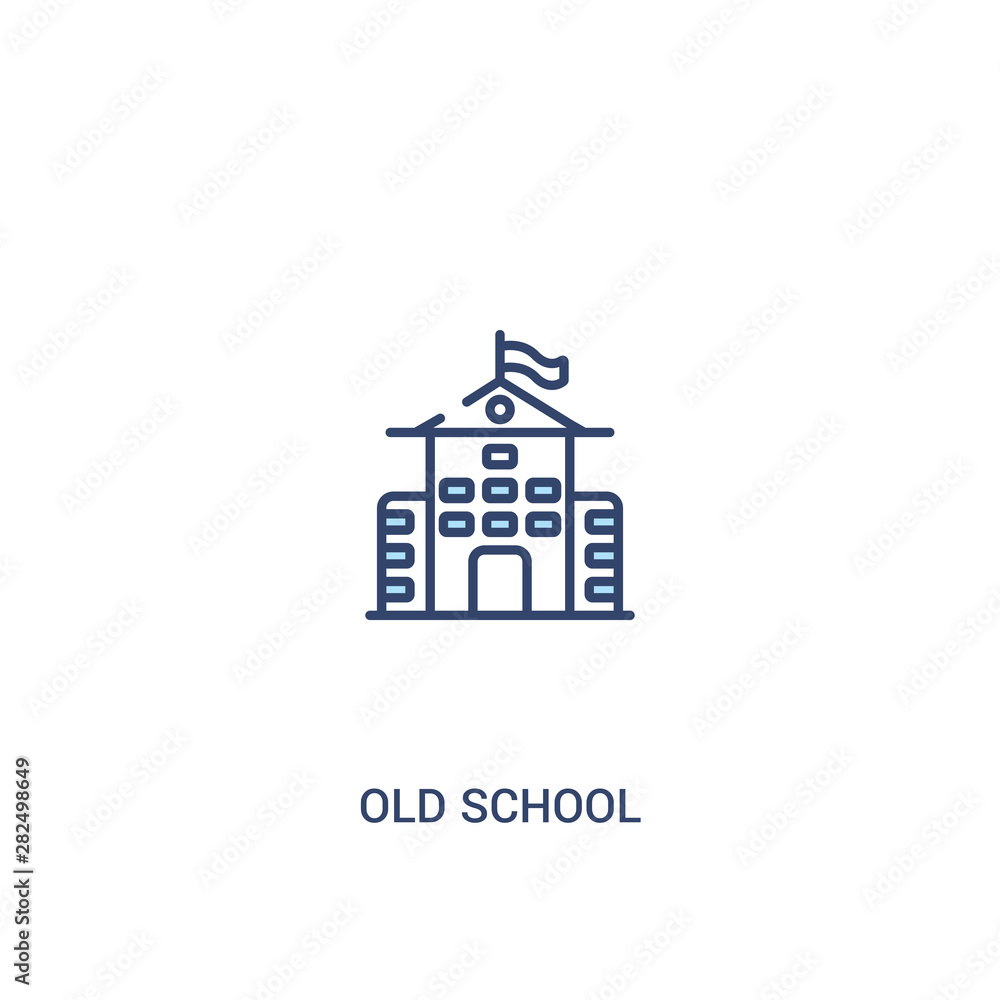 Poster old school concept 2 colored icon. simple line element illustration. outline blue old school symbol.