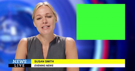 News presenter reading the evening news