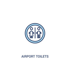 airport toilets concept 2 colored icon. simple line element illustration. outline blue airport toilets symbol. can be used for web and mobile ui/ux.